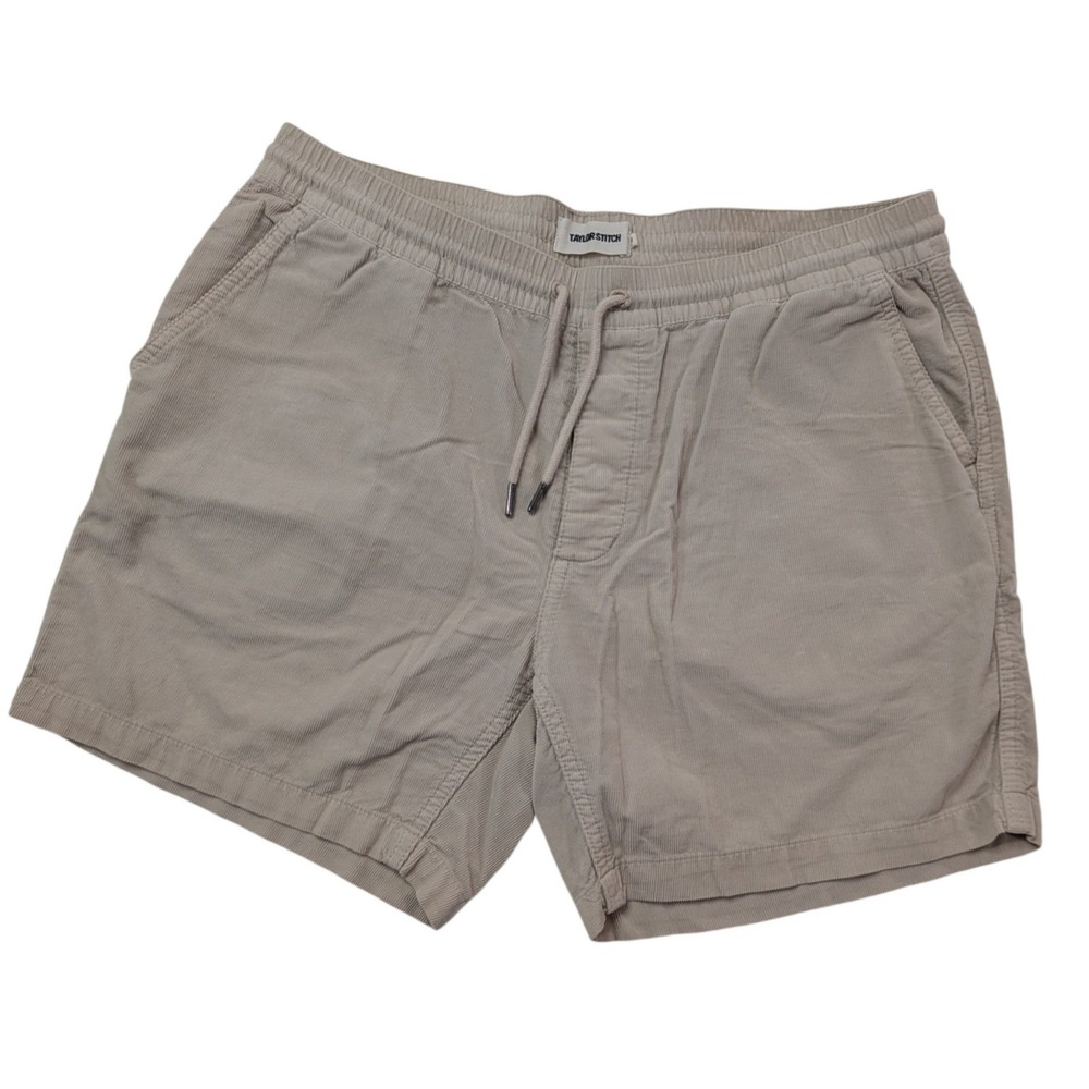 Taylor Stitch Après Shorts Mens Medium Tan Organic Cotton Corduroy Drawstring 6